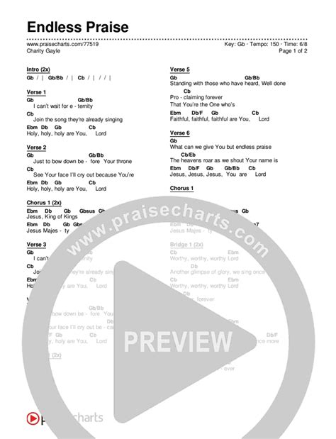 endless praise charity gayle lyrics and chords